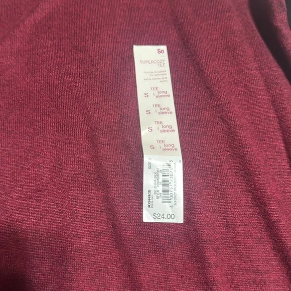 NWT Supercozy Tee Burgundy So from Kohls - Picture 4 of 5
